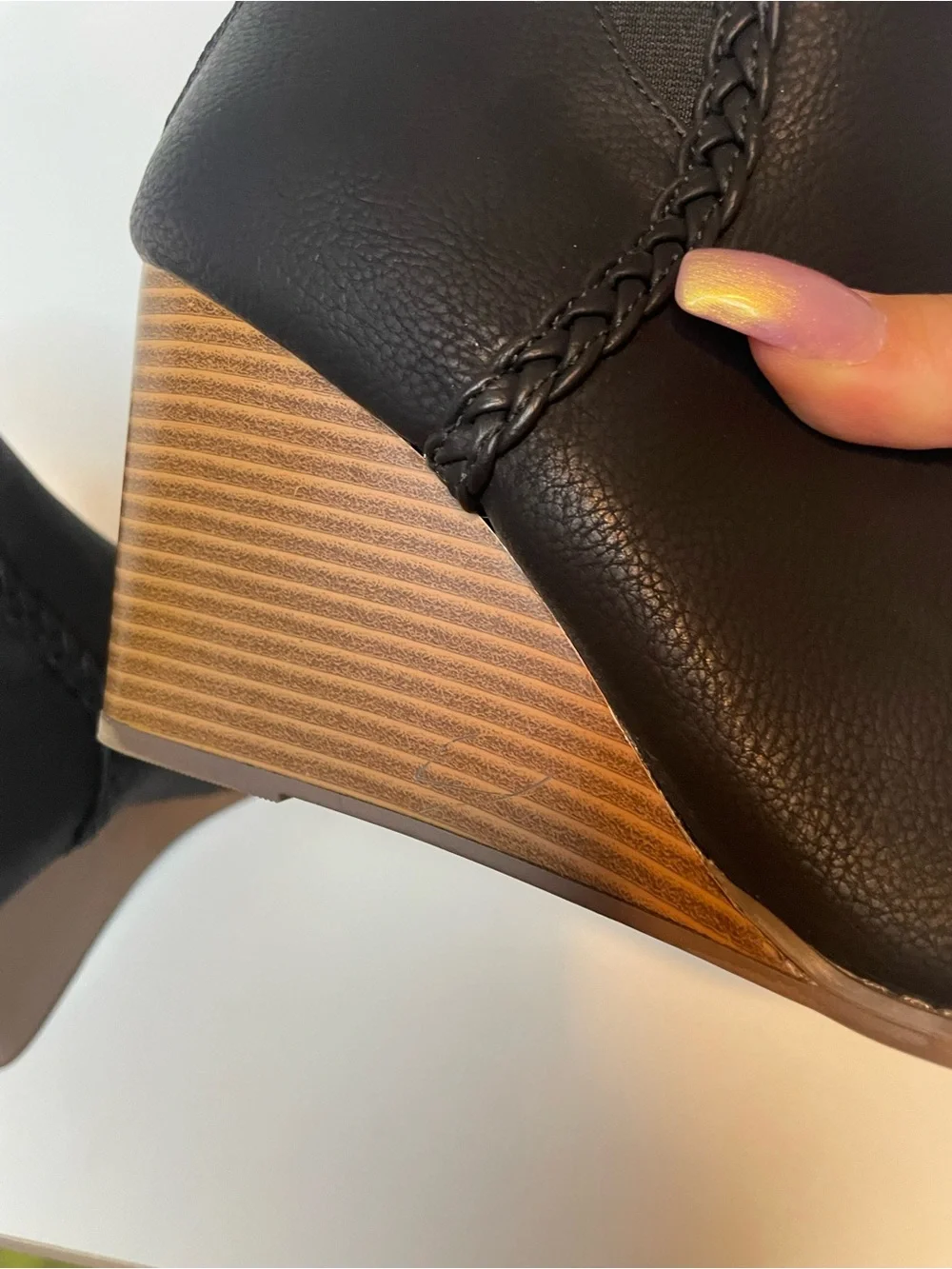 Maurices Black Braided-Trim Wedge Ankle Booties